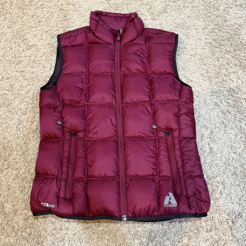 Eddie Bauer First Ascent Vest Womens Small Red EB800 Down Puffer Zip Pockets